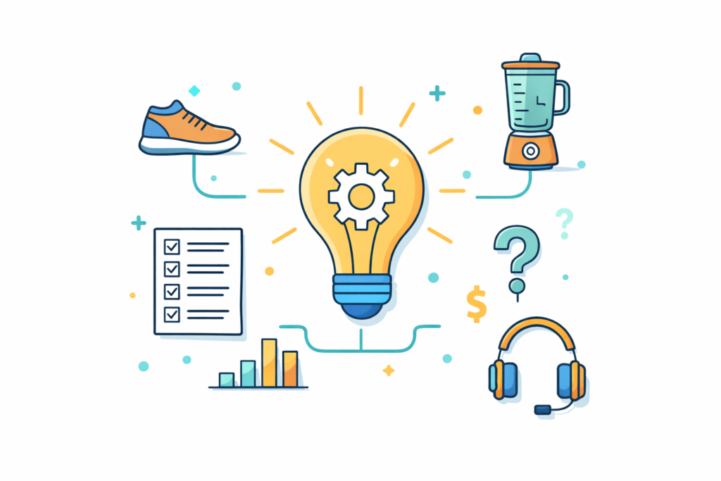 Illustration representing product suggestions and idea research