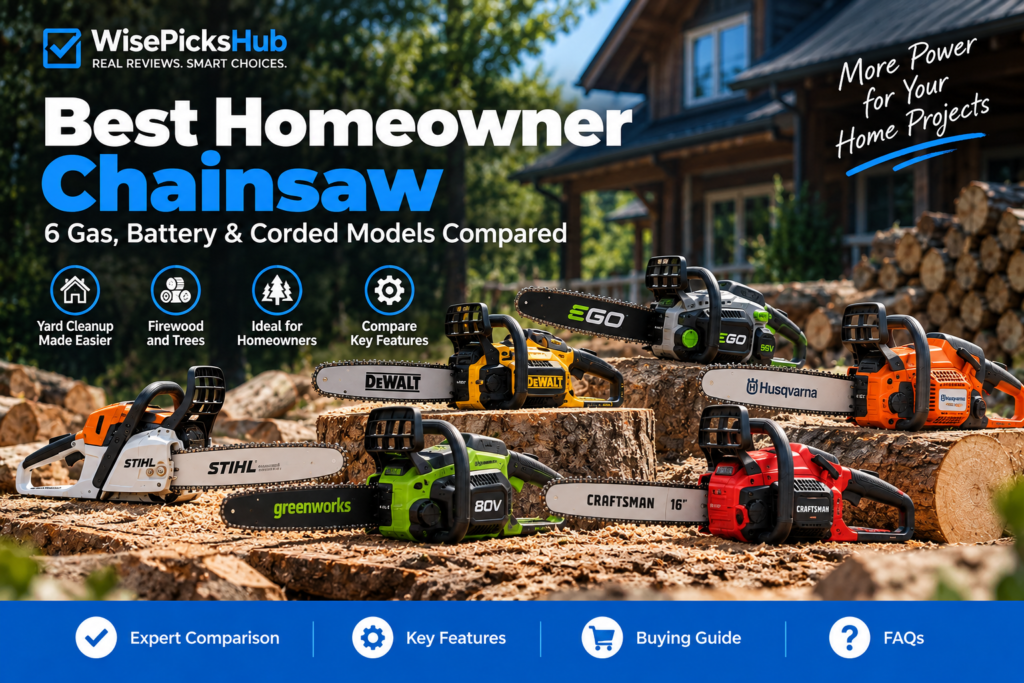Best homeowner chainsaw comparison – 6 gas, battery and corded picks