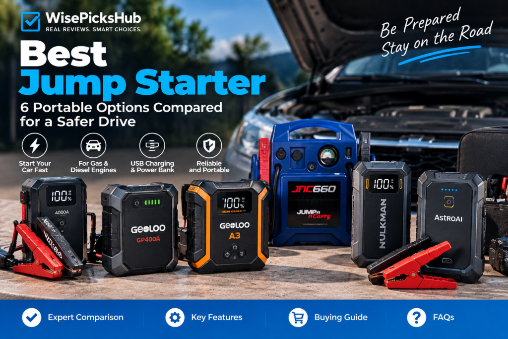 Best jump starter comparison with six portable car battery jump starters