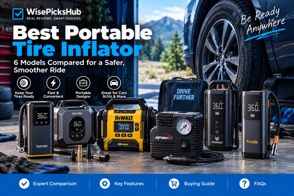 Best portable tire inflator comparison featuring six models for cars and SUVs