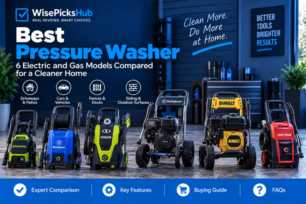 Best pressure washer comparison featuring six electric and gas models